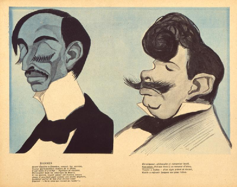 Maurice Barres and Paul Adam, caricatures from LAssiette au Beurre, No.101, 7 March, 1903 (colour li de Leal de Camara