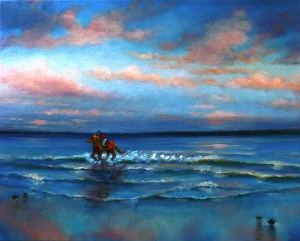 Wave Racing Horse riding on beach de Lee Campbell