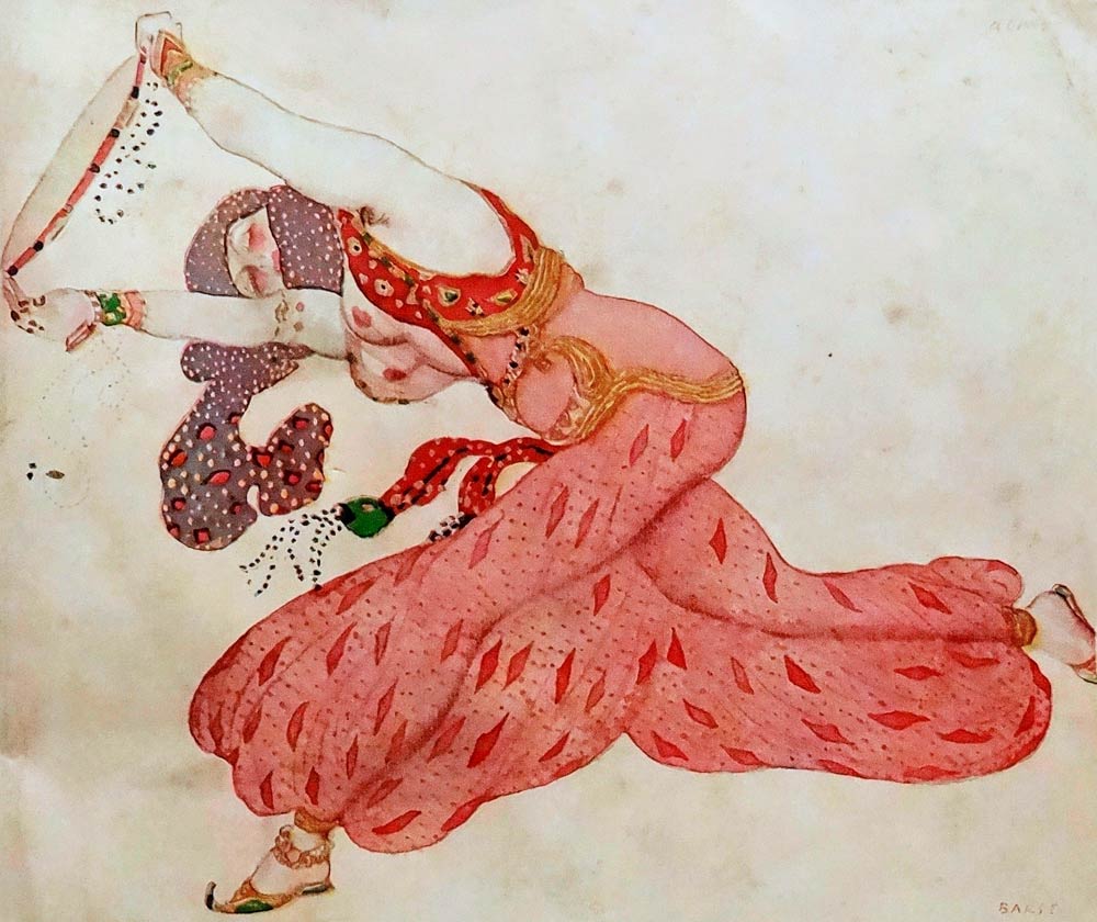 Almee. Costume design for the ballet Sheherazade by N. Rimsky-Korsakov de Leon Nikolajewitsch Bakst