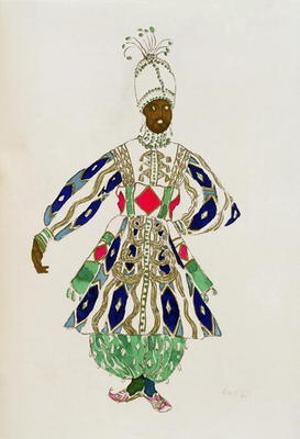 Costume for a 'negro', from Aladdin, 1916 (colour litho) de Leon Nikolajewitsch Bakst