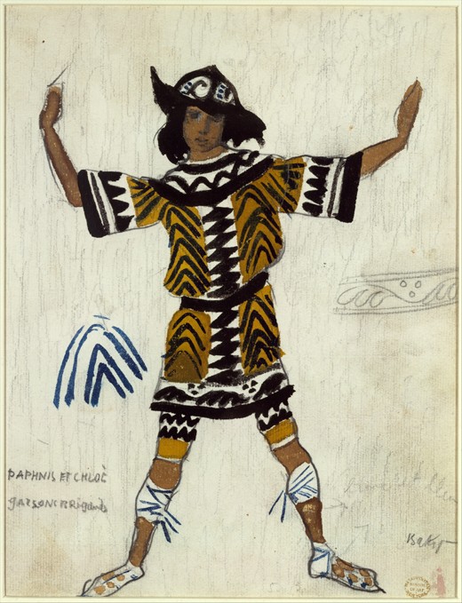Costume design for the ballet Daphnis et - Leon Nikolajewitsch Bakst en  reproducción impresa o copia al óleo sobre lienzo.