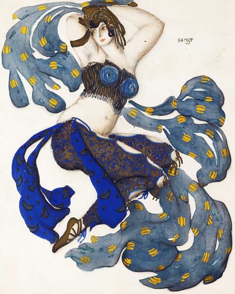 Odalisque. Costume design for the ballet Sheherazade by N. Rimsky-Korsakov de Leon Nikolajewitsch Bakst