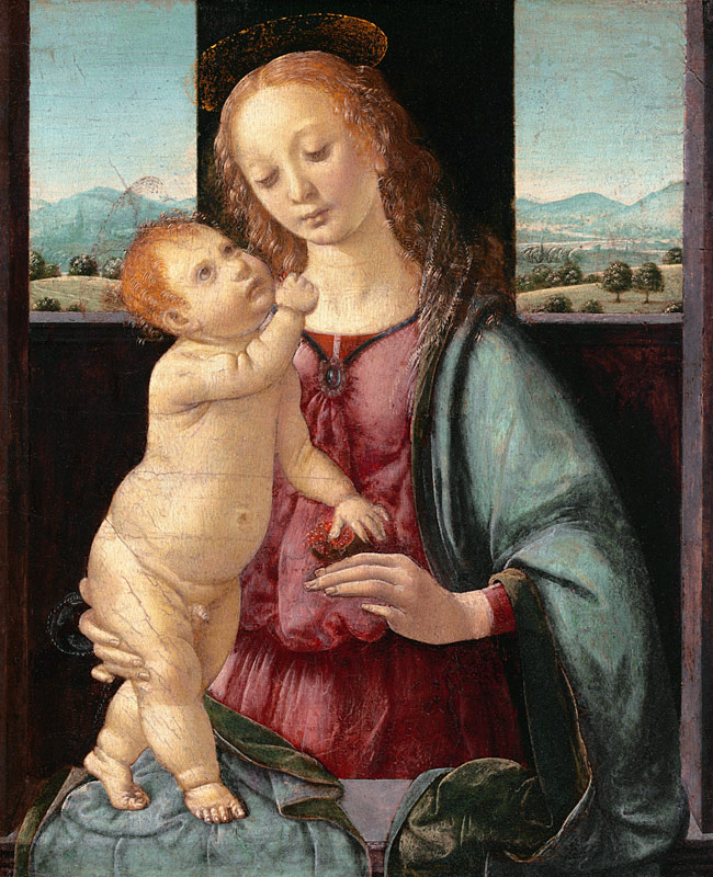 Madonna Dreyfus - Leonardo da Vinci en reproducción impresa o copia al óleo  sobre lienzo.