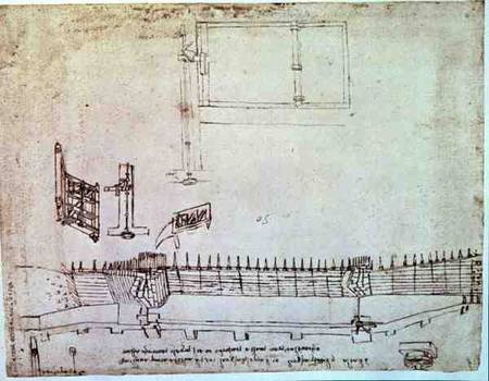 Facsimile of Codex Atlanticus 341vb Design for Fortifications (original copy in the Biblioteca Ambro de Leonardo da Vinci