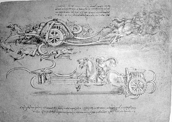 Scythed Chariot, c.1483-85 (pen and ink on paper) de Leonardo da Vinci