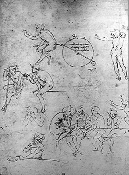 Study of figures for 'The Adoration of the Magi' de Leonardo da Vinci