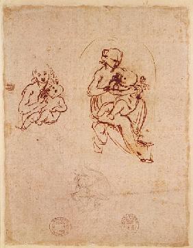 Study for the Virgin and Child, c.1478-1480 (ink and pencil on paper)