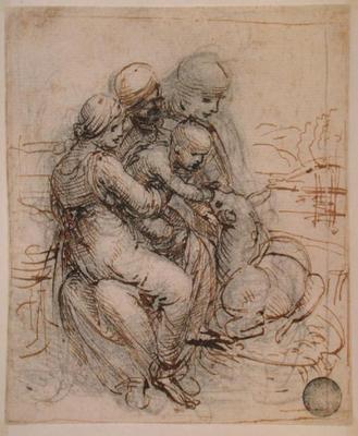 Virgin and Child with St. Anne (pen and ink on paper) de Leonardo da Vinci