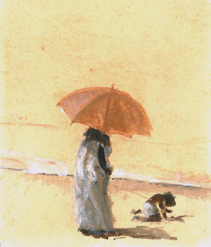 Woman and Child on Beach de Lincoln  Seligman