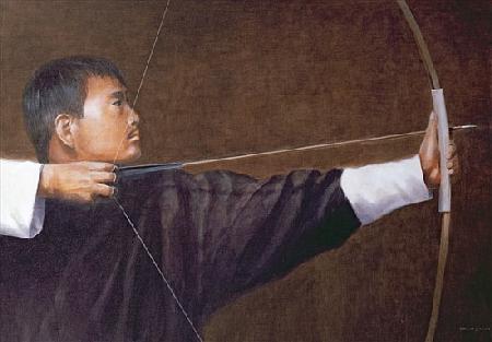 Archer, Bhutan (oil on canvas) 