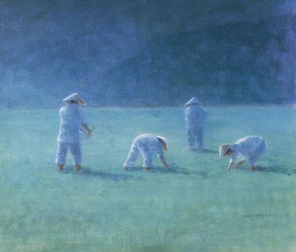 Rice Farmers (oil on canvas) 