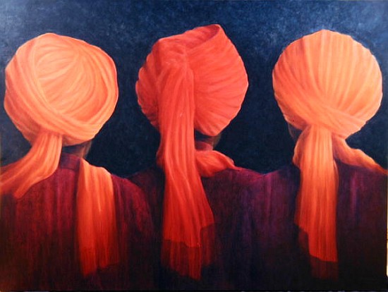 Turban Triptych, 2005 (acrylic)  de Lincoln  Seligman