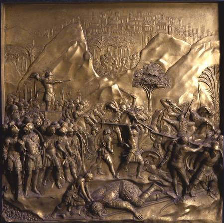 The Story of David and Goliath, one of ten relief panels from the Gates of Paradise (East doors) de Lorenzo  Ghiberti