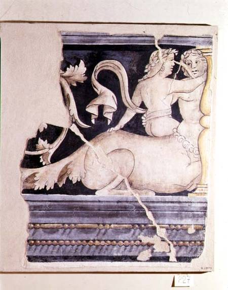 Fragment of a fresco depicting a centaur and a female figure de Lorenzo Leonbruno