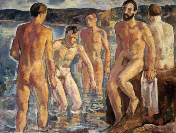 Men taking a bath de Lothar Bechstein
