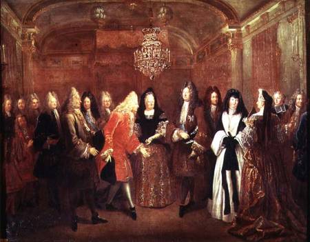 Louis XIV (1638-1715) welcomes the Elector of Saxony, Frederick Augustus II (1670-1733) to Fontaineb de Louis de Silvestre