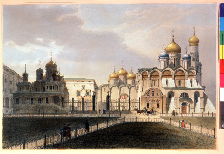 View of the Cathedrals in the Moscow Kremlin de Louis Jules Arnout