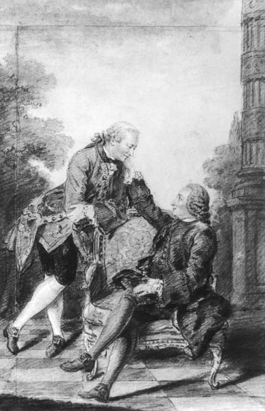 Denis Diderot (1713-84) and Melchior, baron de Grimm (1723-1807) de (Louis Carrogis) Carmontelle
