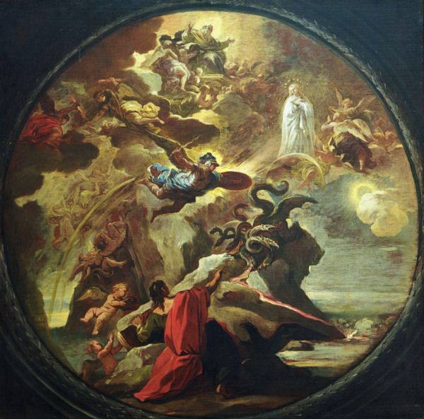L.Giordano,  St. John on Patmos de Luca Giordano