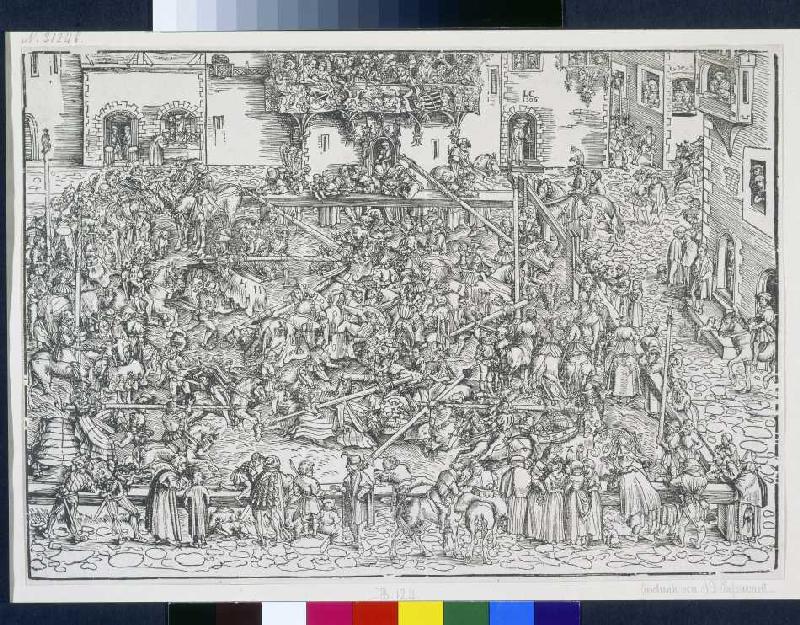 Das Turnier am Marktplatz. de Lucas Cranach el Viejo