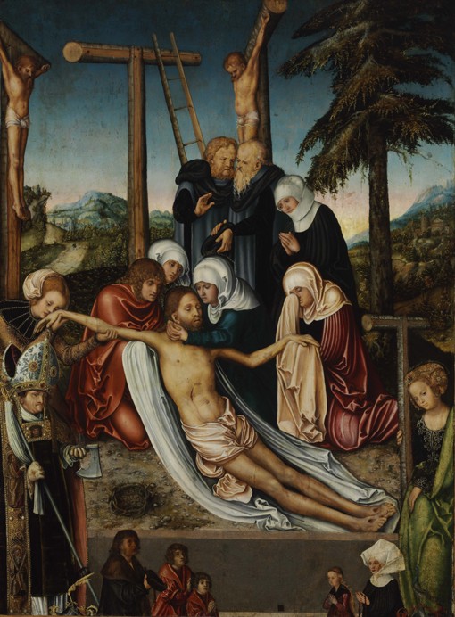The Lamentation over Christ with Saints Wolfgang and Helena de Lucas Cranach el Viejo