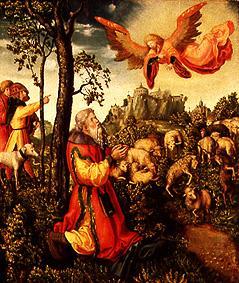 The angel appears to St. Joachim. de Lucas Cranach el Viejo