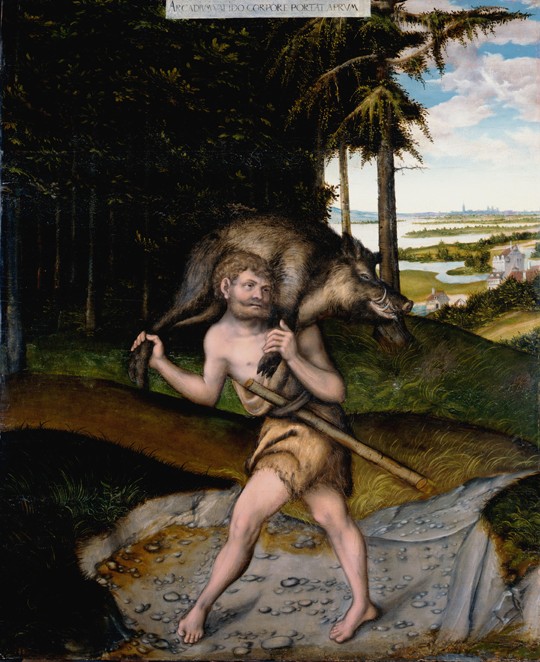 Heracles and the Erymanthian Boar (From The Labours of Hercules) de Lucas Cranach el Viejo