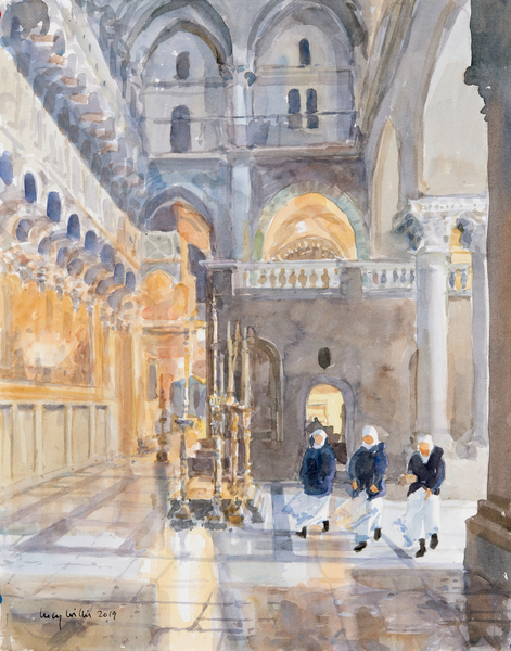 Novices at the Church of the Holy Sepulchre, Jerusalem de Lucy Willis