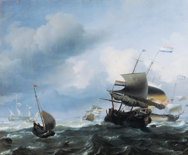 Meereslandschaft mit Segelschiffen. de Ludolf Backhuyzen