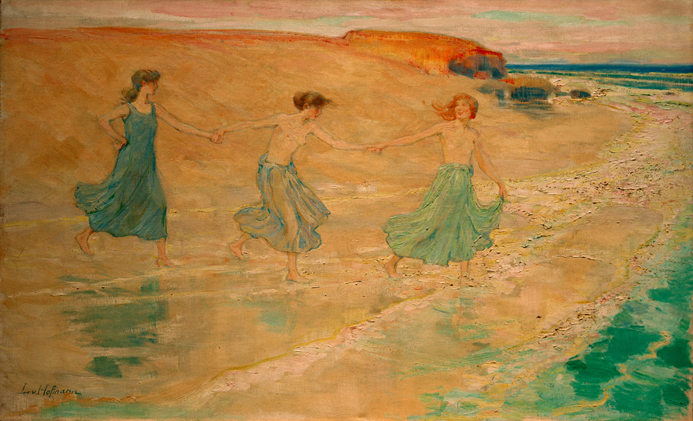 Drei Mädchen am Strand de Ludwig von Hofmann