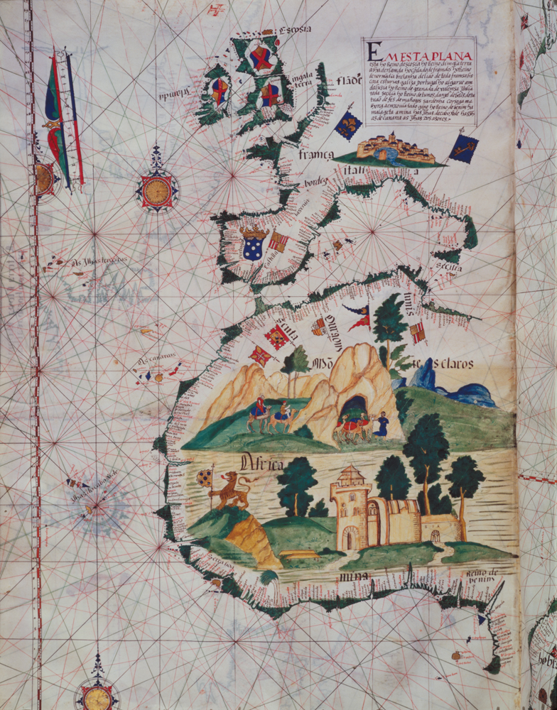 Fol.5v Map of Great Britain, Europe and North West Africa, from Portugaliae Monumenta  Cartographica de Luis Lazaro
