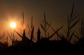 Sonnenuntergang über Kloster Andechs