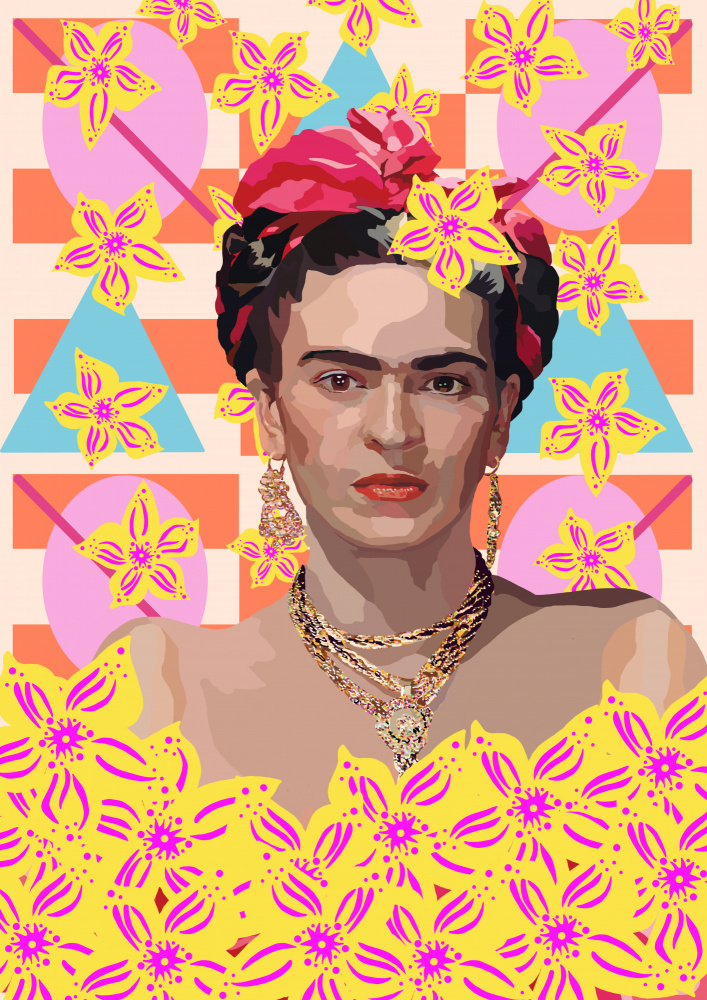 Frida with flowers de Lynnda Rakos
