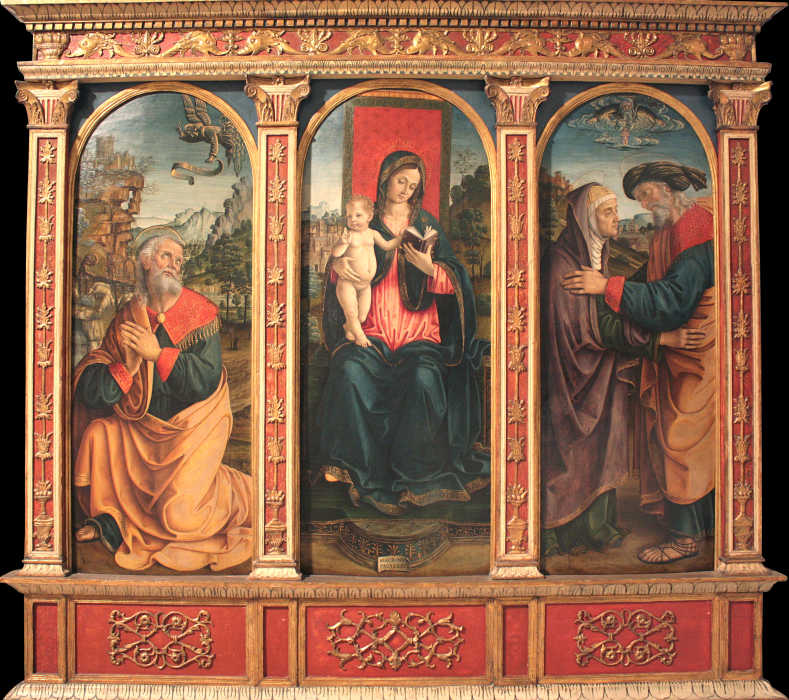 Virgin and Child, The Annunciation to Joachim, and The Meeting at the Golden Gate de Macrino d'Alba