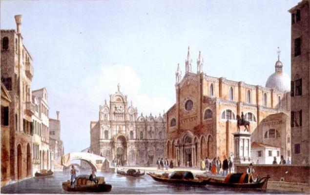 The Church of SS. Giovanni and Paolo and S. Marco, Venice, engraved by Brizeghel (litho) de Marco Moro