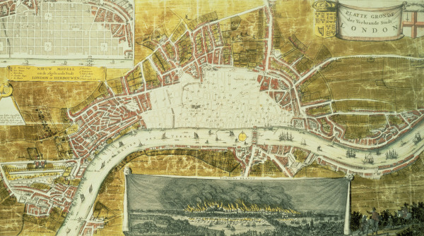 London, city plan after the fire 1666 de Marcus Willemsz Doornik