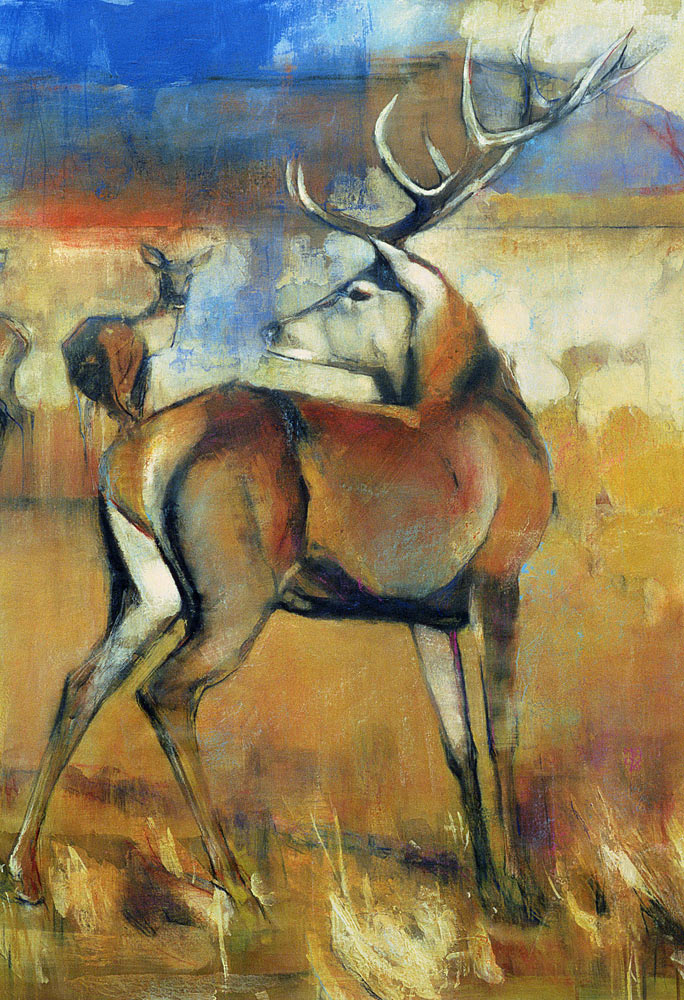 Red Stag, detail from Gathering Deer de Mark  Adlington