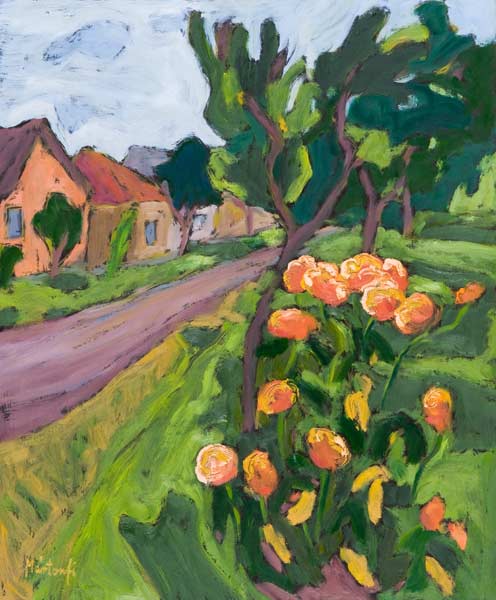 Neighbour''s Roses, 2008 (oil on board)  de Marta  Martonfi-Benke