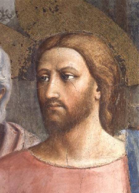 The Tribute Money (Christ's Head - detail of 31642) c.1427 (fresco) de Masaccio