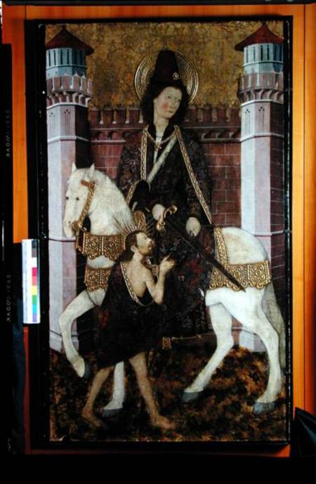St. Martin Sharing his Coat - Master of Bonnat en reproducción impresa o  copia al óleo sobre lienzo.