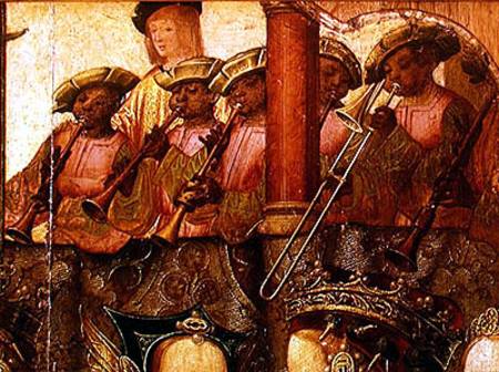 The Engagement of St. Ursula and Prince Etherius, detail of the black musicians de Master of Saint Auta
