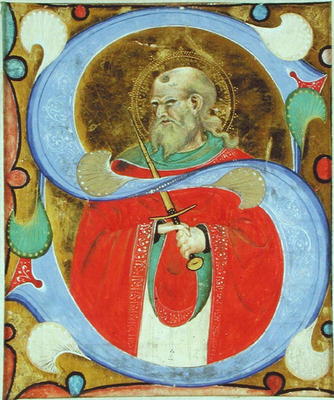 Historiated initial 'S' depicting St. Julian (vellum) de Master of San Michele of Murano