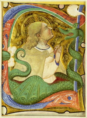 Historiated initial 'C'? depicting St. Margaret (vellum) de Master of San Michele of Murano