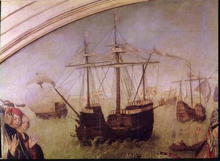 St. Auta Altapice, detail of a galleon from the central panel de Master of the St. Auta Altarpiece