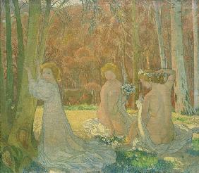 Figures in Spring Landscape