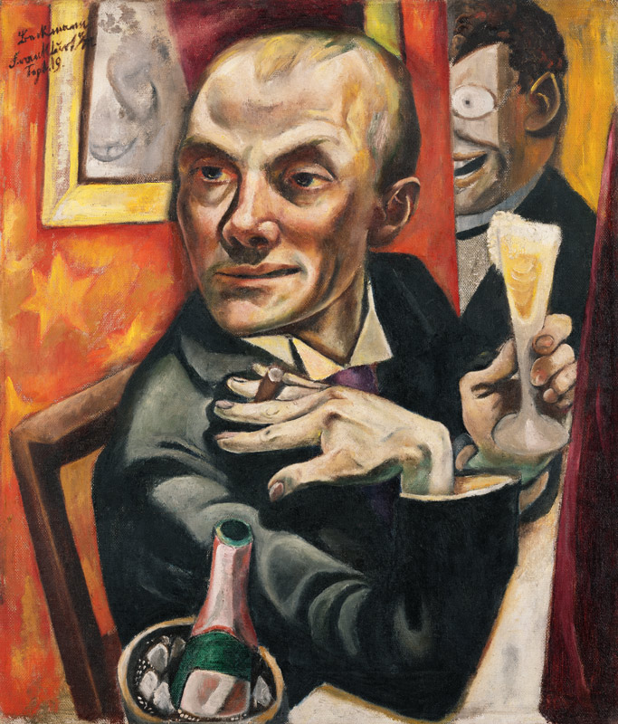 Self-Portrait with Champagne Glass de Max Beckmann