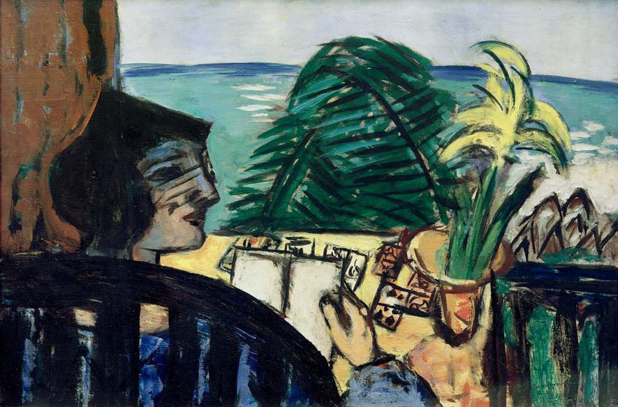 Frau lesend am Meer de Max Beckmann