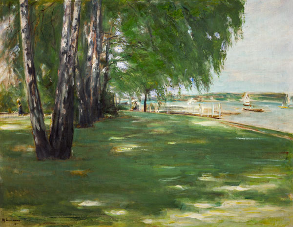 the artists' garden at Wannsee: birches on the lakefront de Max Liebermann