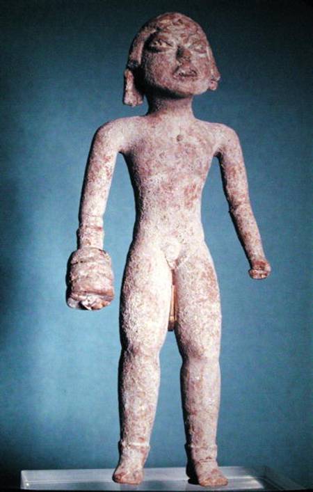 Figurine of a tlachtli player with a gauntlet on his right hand, from Mexico, Pre-Classic Period de Mayan