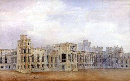Windsor Castle and the North East View of the Upper Ward (pen & ink and w/c on paper) de Michael Gandy